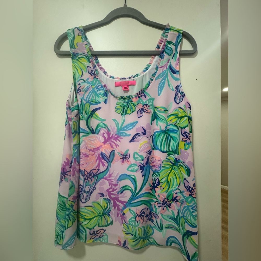 Lilly Pulitzer Floral Scoop Tank - Pastel Pink, Green & Teal